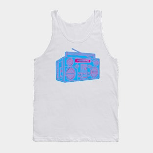 Boombox (Magenta Lines + Cyan Drop Shadow) Analog / Music Tank Top